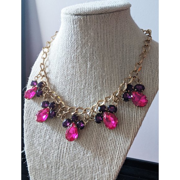 Talbots Pink and Purple stone necklace - Picture 3 of 4